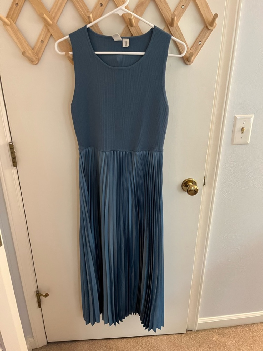 Joie Sleeveless Pleated Midi Dress in Dusty Blue